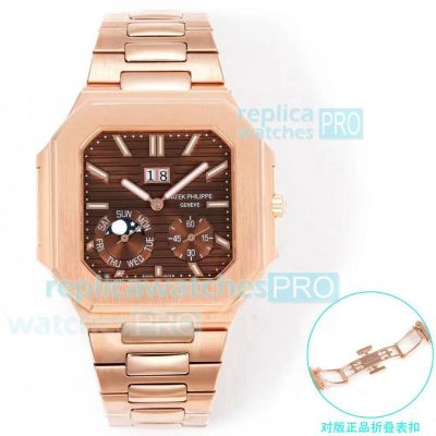 3K Factory Super Clone Patek Philippe Cubitus 5822P Brown Dial Rose Gold Watch 